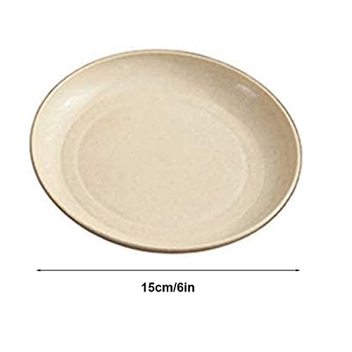 5 Pack Wheat Straw 6 Inch Plates, Small Dinner Plates, Round Dishes with Raised Edge, Reusable Salad Plates set, Unbreakable Appetizer Dessert Serving Plates for Party (Beige) - color: Beige