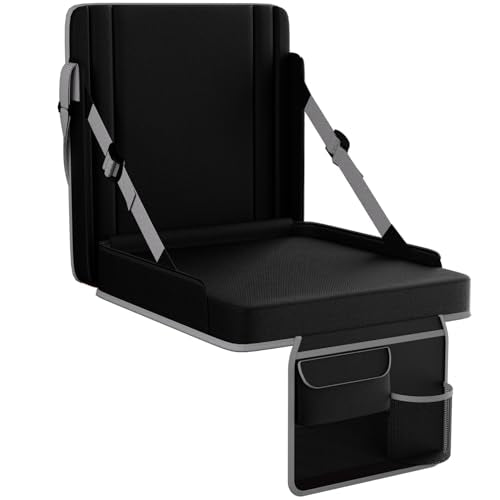 Stadium Seats with Back Support 1PACK Adjustable Bleacher Chairs with Back and Cushion Bleacher Seat with Cup Holder, Carry Handle & Shoulder Strap for Outdoor Sports Events, Picnics - color: Black&grey-1pc-xl-large
