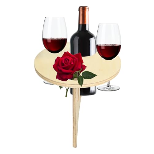 Portable Folding Wine Table Holder for Outdoor Picnic, Beach, Camping & Garden - Sturdy Compact Wine Glass Stand for Travel, Lawn, Parties