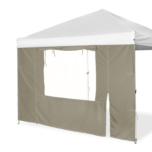 Sunshade Sidewall, SunWall with Door and Window for 10×10 Pop Up Canopy Straight Leg, Outdoor Instant Canopies Wall, 1 Pack Canopy Sidewall Only (Spliceable, Khaki) - color: Khaki - Spliceable