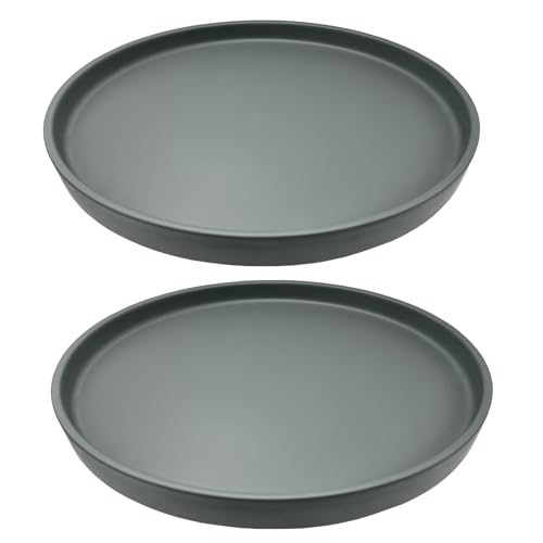2 Pack Ceramic Plant Saucer Pot Tray 6 Inch, Planter Saucers 4 5 6 7 8 9 10 11 12 13 Inch for Indoors Outdoor, Durable Sturdy Flower Drainage drip Water Tray for Glazed Pots Base (6.4 Inch-Grey) - color: Gray, size: 6.4in 2pack