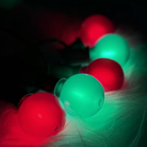 25Ft LED Christmas Outdoor String Lights, G40 Globe String Lights with 27 0.6W Red Green Bulbs, Vintage Christmas Lights for Holiday Party Backyard Wedding Garden Patio Porch Decor - color: Frosted Red/Green, size: 25Ft