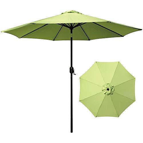 ABBLE Outdoor Patio Umbrella 9 Ft Stripe with Crank and Tilt, Weather Resistant, UV Protective Umbrella, Durable, 8 Sturdy Steel Ribs, Market Outdoor Table Umbrella - Lime Green - color: Lime Green