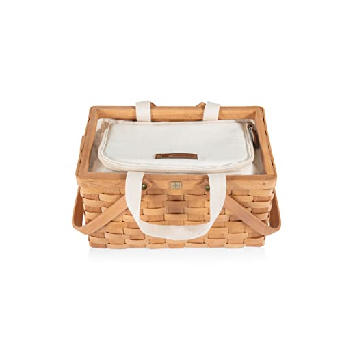 Picnic TIME Poppy Personal Picnic Basket - Insulated Lunch Bag - Retro Lunch Box, (Beige)