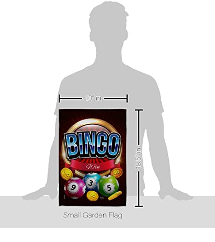 Breeze Decor Bingo Win Garden Flag Set with Stand Interests Games Bunco Night Dice Poker Hobbies Leisure Activity House Decoration Banner Small Yard Gift Double-Sided, Made in USA - size: Garden Flag Set 13"x 18.5" w/ Flagpole