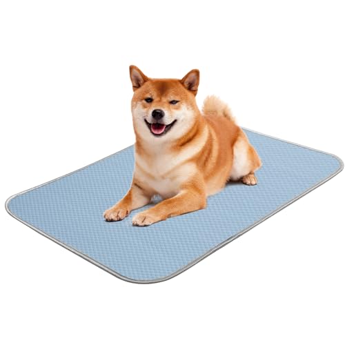 Buvlnee Summer Dog Cooling Mat Washable Ice Silk Self Cool Pad for Small Medium Large Dogs and Cats, Pet Sleeping Pad for Crate, Bed, Indoor & Outdoor Floor, Car Seats - color: Blue, size: 27x22in