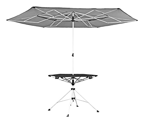 Zenithen Limited Portable Foldable Black Roof Outdoor Folding Transportable Canopy Table with Cup Holders, Perfect for Patio, Camping, Outdoor Use, Black