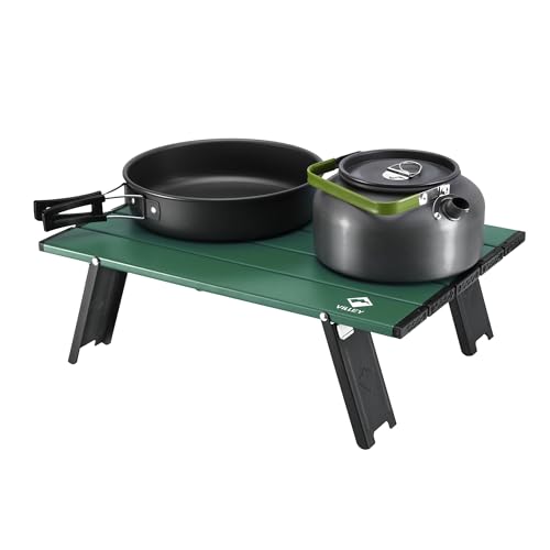VILLEY Portable Mini Folding Beach Table, Ultralight Aluminum Side Table with Carry Bag for Camping, Picnics, and Outdoor Activities - Green - color: Green