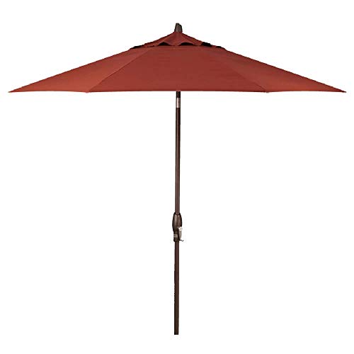 Treasure Garden Octagonal 9 ft Patio Umbrella - Outdoor Furniture Table Umbrella – Push-Button Tilt – Bronze Aluminum Frame (Obravia, Auburn) - color: O'bravia Auburn w/Bronze Frame, size: 9 FT Push Button Tilt