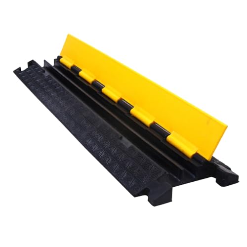 Kable Kontrol Atlas Cable Protector Wire Ramp - 2 Channel - 1 Pc - 39" Long Black & Yellow - 20,000 Lbs Load Capacity - Rubber Speed Bump Wire Protector Cord Cover - CP9972 - size: 2 Channel - 1 Unit