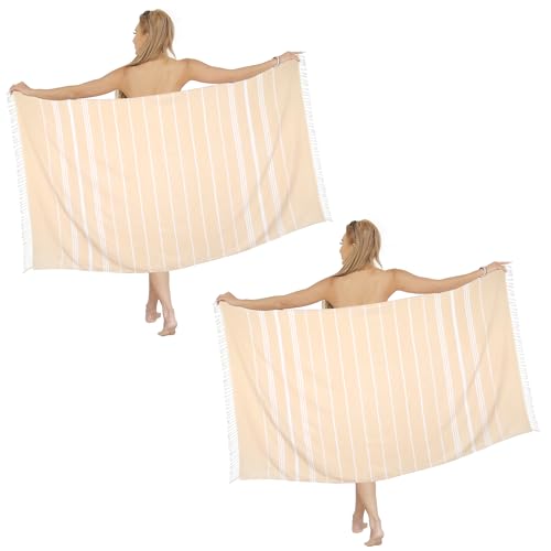 Beach Towel 2 Pack,Sand Free Beach Towels Oversized 39 x 72,Turkish Beach Towel Quick Dry,Lightweight Pool Towels for Adults Travel Towel,Cool Beach Essentials - color: 2 Pack Beige
