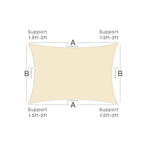 Sun Shade Sail Canopy, 6' x 10' Rectangle 95% UV Block Shade Cover for Outdoor, Backyard Patio, Lawn, Garden, Sandbox Carpor Sand - color: Sand, size: 6' x 10'