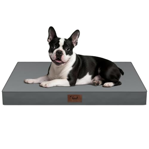 Outdoor Dog Bed for Small Dogs, Waterproof Dog Crate Bed for Medium Dogs Cats, Orthopedic Egg Crate Foam Pet Bed with Washable Removable Oxford Cover, Grey - color: Grey, size: 29.0"L x 18.0"W x 3.0"Th