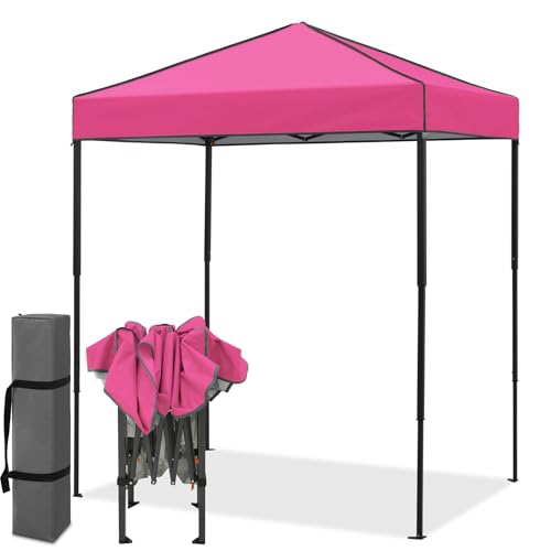 EAGLE PEAK 6x4 Instant Pop Up Canopy Tent, Straight Leg Sun Shelter, Portable Canopy with Carry Bag for Camping, Beach & Sports, Pink - color: Pink, size: No Wall