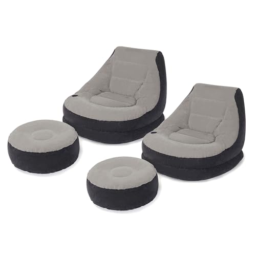 Intex Inflatable Ultra Lounge Chair with Cup Holder and Ottoman Set (2 Pack) - size: 2 Pack