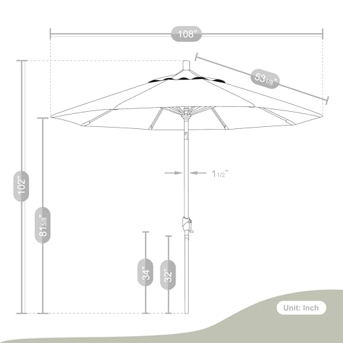 California Umbrella 9' Round Aluminum Market Umbrella, Crank Lift, Push Button Tilt, Black Pole, Lemon Olefin - color: Lemon