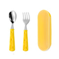 Practical Spoon and Fork Utensils Set for Son Daughter Stainless Steel Silverware Set with Forks and Spoons Safe Flatware Cutlery Set with Cute Pattern Reusable Cutlery Kit with Easy-Grip Handles - color: Yellow