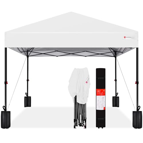 Best Choice Products 10x10ft Pop Up Canopy Tent, Outdoor Shade, 1 Person 1 Minute Set Up, Carry Case, 4 Weight Bags - White - color: White, size: 10x10ft