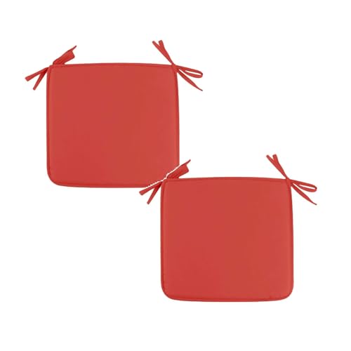 2-Pack Square Seat Cushions (15x15) - Soft Chair Pads with Ties for Indoor/Outdoor Use, Solid Color Comfort for Stools & Dining Chairs (Red) - color: Red
