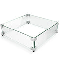 GASPRO 17.5" x 17.5" x 6" Fire Pit Wind Guard Square, Tempered Glass Firepit Table Shield, Thick and Sturdy, with Hard Aluminum Corner Bracket & Rubber Feet, Easy to Assemble - size: 17.5" x 17.5" x 6"