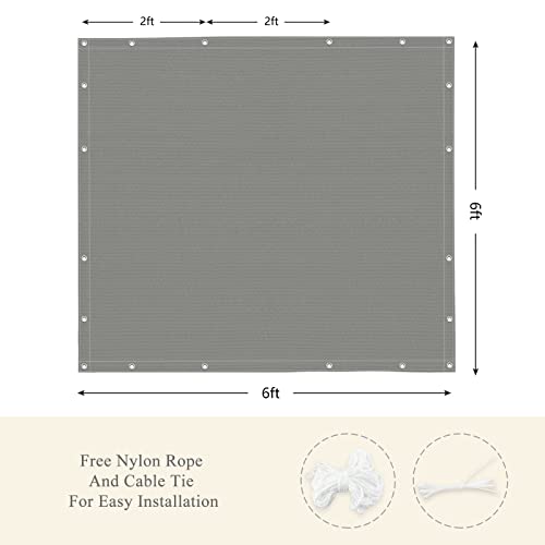 90% Outdoor Sun Shade Cloth, 6' x 6', Pergola, Deck, and Backyard Patio Sunshade with UV Protection, Heat Resistant HDPE Material, Reinforced Grommets (6x6 FT, Grey) - color: 3-grey, size: 6x6 FT