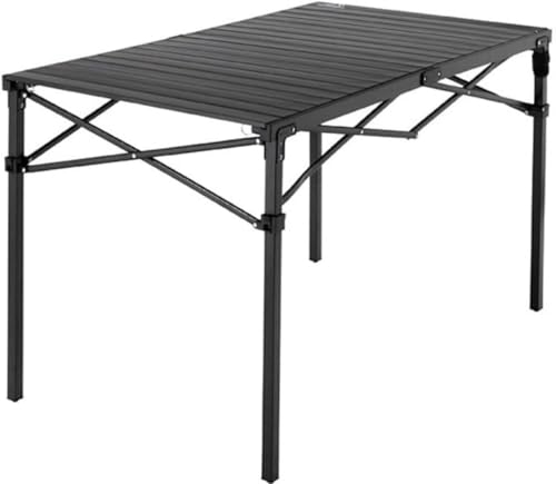 MOUNTAIN SUMMIT GEAR Heavy-Duty Roll-Top Table for Camping - Portable Aluminum-Top Folding Table with Steel Frame by Caddis Sports (Medium) - size: Medium
