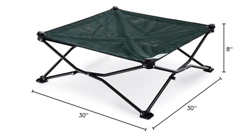 Coolaroo On-The-Go Elevated Dog Bed - Foldable Pop-Up Travel Dog Bed with Breathable, Moisture-Resistant Fabric, Carry Bag Included, Lightweight & Portable, Brunswick Green, Medium - color: Brunswick Green, style: Medium
