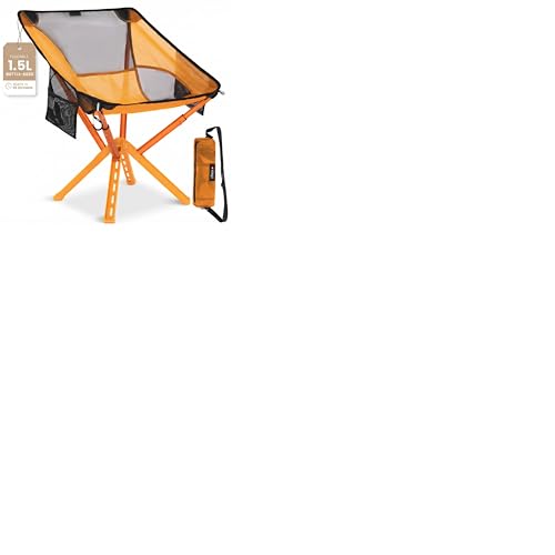 Campster 2.0 Ultra Lightweight Backpack Chair with 5s Folding, Small Compact Portable Hiking Chairs with Bottled Sized for Camping, Outside, Beach, Climbing, Fishing - color: Orange