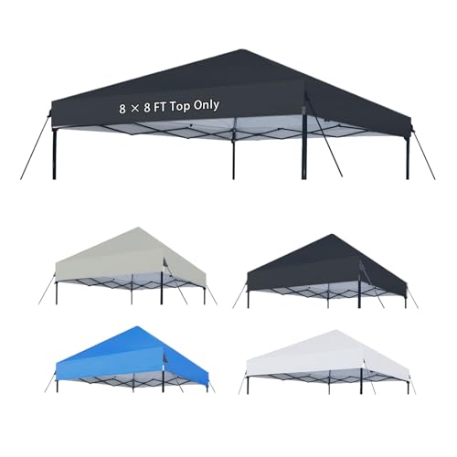 Joramoy 8×8 Canopy Replacement Top Only, Waterproof Pop Up Canopy Tent Cover with Windproof Ropes for Straight Leg Frame, Canopy Top Sunshade Sliver Coated for Outdoor Garden Patio Camping(Black) - color: Black, size: 8x8 Cover Only