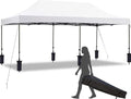 CABIHOME 10X20FT Instant Pop Up Canopy Tent, Beach Tent with One Push Setup, Heavy Duty Canopy Set, Waterproof & UV Protected, Outdoor Canopy for Commercial Events, Camping, Backyard Parties, White
