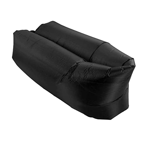 Inflatable Lounger Air Sofa Comfortable Portable Foldable Inflatable Couch for Outdoor Camping, with Storage Bag for Adults or Children - color: Black