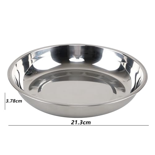 Morcte Stainless Steel Round Plates Dish Set for Dinner Plate, Outdoor Camping, BBQ, Set of 4