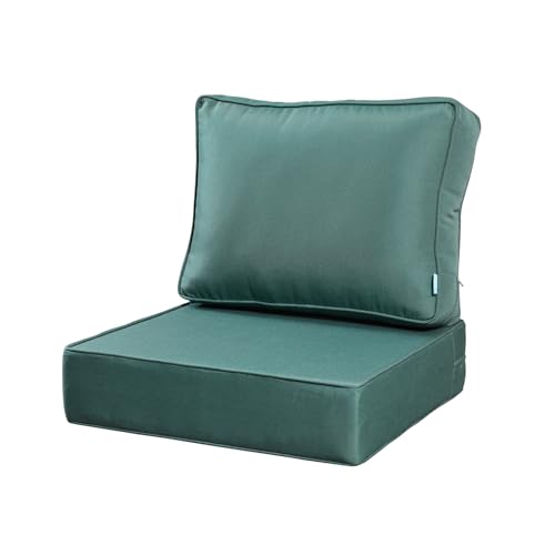ARTPLAN Deep Seat Outdoor Patio Chair Cushions,2-Piece Seat and Back Cushion Set 24x24x6 and 18x24 Inches,Square，Aqua - color: Aqua