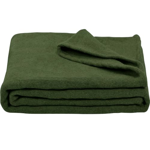 REDCAMP 86"x 63" Wool Blanket for Camping, Hiking - Warm, Thick & Washable Wool Camping Blankets, Great for Outdoors, Sporting Events, Picnics, Travel - Car - color: Green/86"x63"
