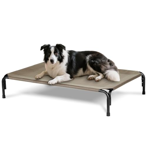 Elevated Dog Bed for Outdoor, Large Raised Dogs Cot for Training, Cooling Pet Beds with Washable Mesh, Indestructible Lifted Platform for Outside Camping, 41 inch Brown - color: Brown, size: 41"L x 27"W x 8"Th