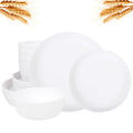EI 12pcs White Wheat Straw Plates,Wheat Straw Dinnerware Set,Plates and Bowls Sets,Unbreakable Plastic Plate,Plastic Plates Reusable,Dinner Plates Set of 4,Plastic Dishes Set - color: White Wheat Straw Plates and Bowls