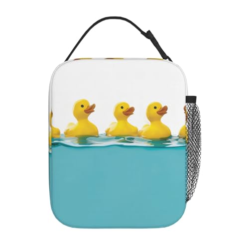 Reusable Rubber Duck Lunch Box for Kids Girls Boys Women Adult, Insulated Fun Floating Ducks Lunch Bag,Polyester Cooler Cute Handbags Case for School Picnic Work Travel Beach or Hiking - color: Duck 05