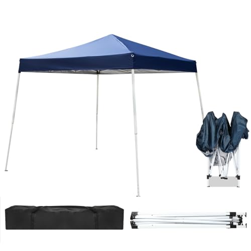 Outvita Canopy 10'x10' Pop Up Commercial Instant Gazebo Tent, Waterproof & UV Protection Canopy Tent with Slant Legs for Party Wedding Birthday BBQ Events - style: 10x10-blue