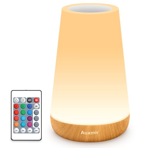 Auxmir Rechargeable LED Night Light, Touch & Remote Control Bedside Lamp with 13 Colors, 5 Brightness Levels, Portable Table Lamp for Kids Baby Nursery, Bedroom, Bathroom, Camping, Light Brown-2 Pack - color: Light Brown-2 Pack