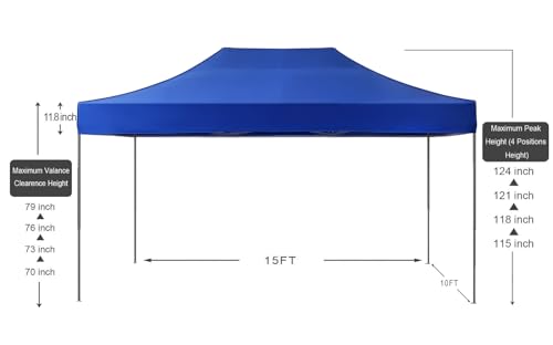 American Phoenix 10x15 Canopy Tent Pop Up Tents Canopy Portable Instant Canopies Outdoor Market Shade Shelter (10'x15' (Black Frame), Blue) - color: Blue