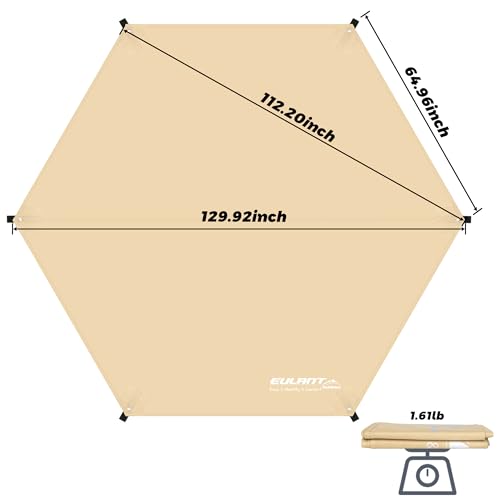 Tent Footprint, 210D Oxford Cloth Camping Tent Tarp, PU 3000 Waterproof Ground Sheet Mat for Tent, Backpacking, Hiking, Beach - size: 130 x112 inch