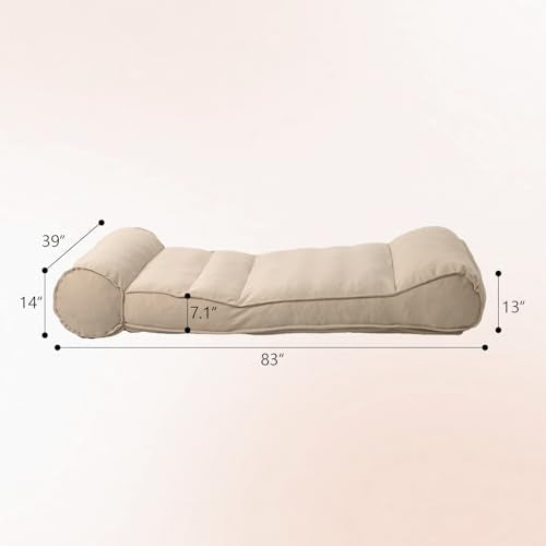 Dineli 83'' Outdoor Chaise Lounge Chair Patio Lounger for Outside, Pool Lounge Chairs Lazy Floor Lounger Meditation & Yoga Chair Waterproof Sunbed Outdoor Lounge Furniture for Garden Beach, Beige - color: Beige, 83'' Length