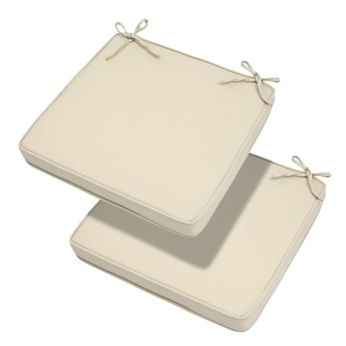 Magpie Fabrics Indoor Outdoor Waterproof Square Chair Cushion, 18" x 18" x 2.5", 2 Pack, Water Resistant Seat Cushions, for Patio Garden Office, Olefin Beige - color: Olefin Beige