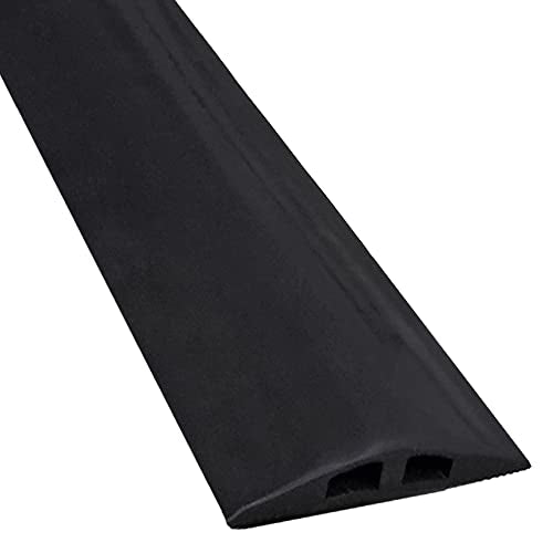 Electriduct Rubber Duct Floor Cord Cover Black 5 Feet Anti-Skid Wire Concealer Low Profile 2-Channel Cable Protector - color: Black, size: 5 Feet