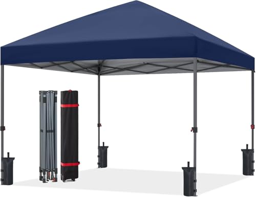 ABCCANOPY Pop Up Canopy - Outdoor Patio Portable Canopy Tent Heavy Duty for Backyard and Deck with 4 Sandbags(Navy Blue, 8x8) - color: Navy Blue, size: 8x8