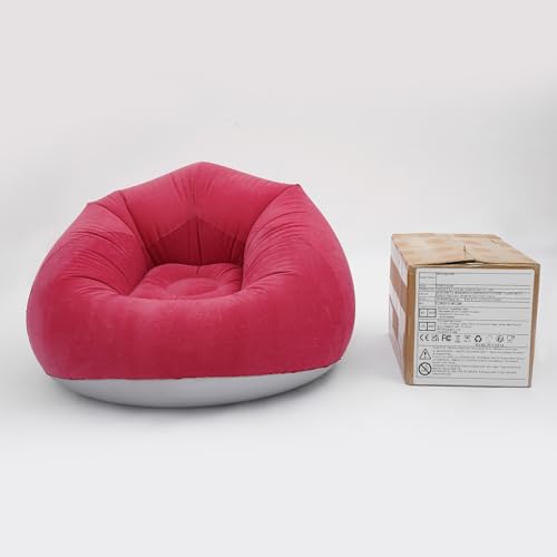 9 Pack Inflatable Bean Bag Chairs with 2 Air Pumps, Folding Portable Inflatable Lazy Sofa Inflatable Comfy Chair for Adults Kids Suit for Dorm Gaming Room-Red - color: Red