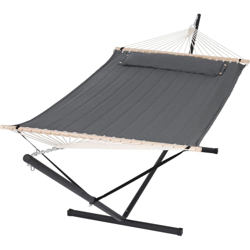 SUNCREAT 2 Person Hammock with Stand, Heavy Duty Portable Hammocks, 475 lbs Capacity, Dark Grey - color: Dark Grey, size: 12 ft Stand