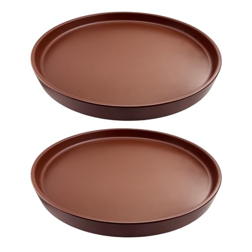 2 Pack Ceramic Plant Saucer Pot Tray 6 Inch, Planter Saucers 4 5 6 7 8 9 10 11 12 13 Inch for Indoors Outdoor, Durable Sturdy Flower Drainage drip Water Tray for Glazed Pots Base (6.4 Inch-Brown) - color: Brown, size: 6.4in 2pack