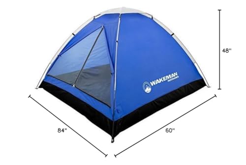 2 Person Camping Tent with Rain Fly and Carrying Bag – Lightweight Outdoor Pop Up Tents for Camping Essentials, Music Festivals, Backpacking, Hiking, or Beach Shelter by Wakeman Outdoors - color: Gray/Blue