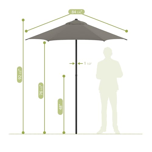 Sunline 7.5 ft Patio Umbrella with Crank & Push Button Tilt, Outdoor Market Umbrella with UV Protection & Wind Vent, Metal Frame for Deck, Pool & Table, Taupe - color: Taupe, size: 7.5 foot